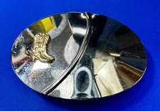 Reflective Cowboy Boots Silver Gold Color Oval Western Vintage Belt Buckle