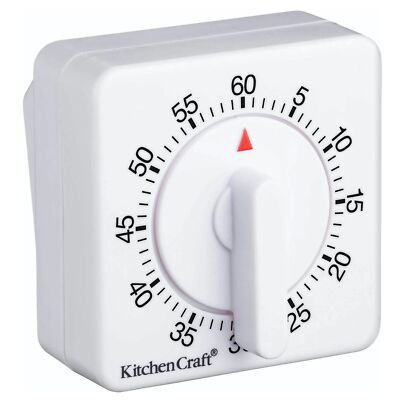 KitchenCraft Küchentimer zum Aufziehen, 60 Minuten, weiß