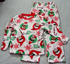 Christmas Holiday Elf on the Shelf PJs Boys Girls 4/5 White  Red Fleece Pajamas