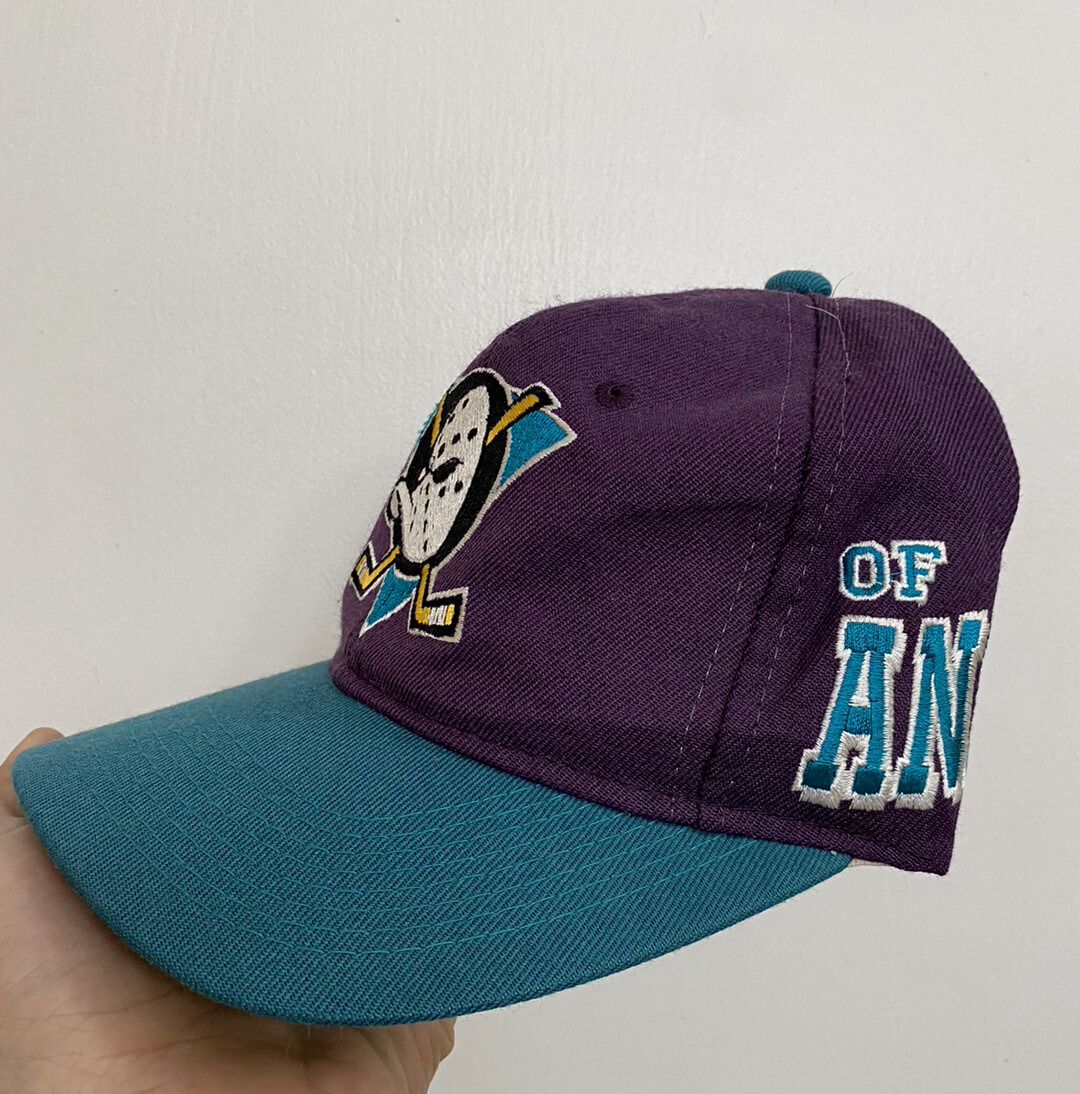 De Colección Años 90 MIGHTY DUCKS Verde/Amarillo/Blanco SOMBRERO DE HOCKEY  NCAA Equipo Gorra Ajustable