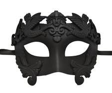 Mens Greek Roman Venetian Masquerade Mask Crackle Acrylic Paint Silver, Gold