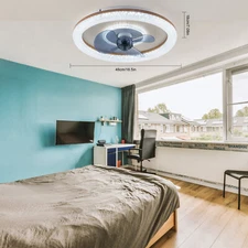 18" Modern Ceiling Fan with Light Remote Control Bedroom LED Ceiling Fan Lamp