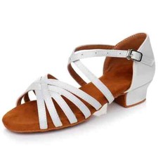 Women's Latin Dance Shoes for Ladies/Girls Ballroom heeled Tango&Salsa White New