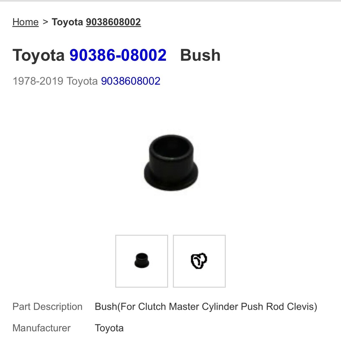 Toyota Land Cruiser Bush(For Clutch Master Cylinder Push Rod