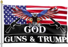 God Guns & Trump 2024 Flag 2nd Amendment TRUMP 3X5FT Banner 150D grommets