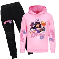 APHMAU 5-13 Year Old Girls' Hoodie Set cartoon Fashion Hoodie Pants Two Piece