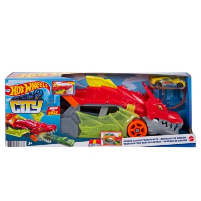 Hot Wheels City Dragon Launch Transporter GTK42 Toy Car and Truck Kit