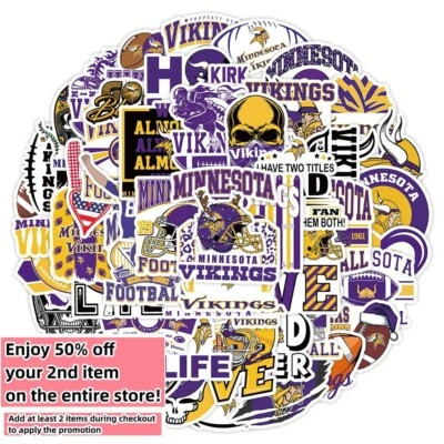 50pcs Waterproof Vinyl Stickers Minnesota Vikings NFL Football Phone Luggage Car