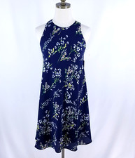 NWT Lauren Ralph Lauren Sleeveless Slip Dress Size P4 Blue Floral Fit & Flare