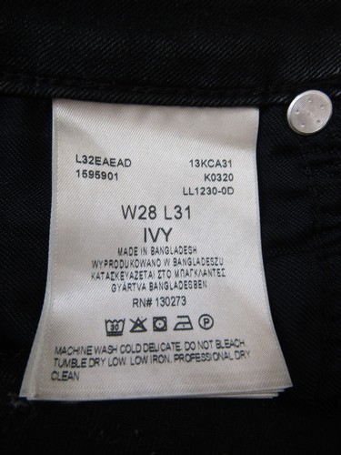 Lee women's Ivy jeans skinny fit W28 L29 dark grey stretch denim LEVF811 - Picture 5 of 10