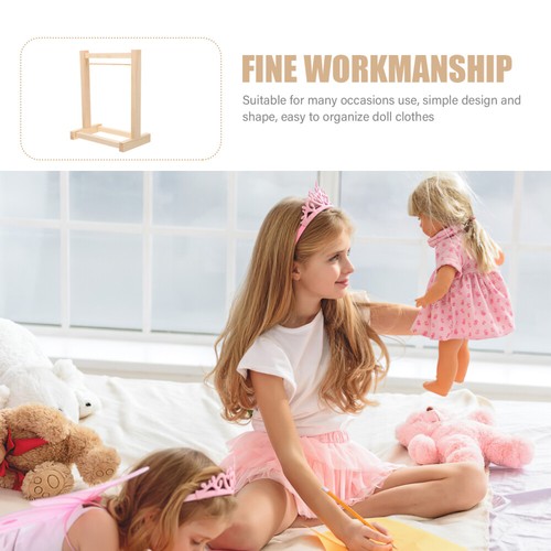 Set of 2 Hanger Accessories Mini Clothes Rack for Dolls Wadrowwooden Racks Baby - Picture 4 of 12