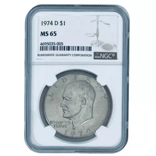 1974-D $1 Eisenhower Dollar MS 65 NGC Gem Case Coin