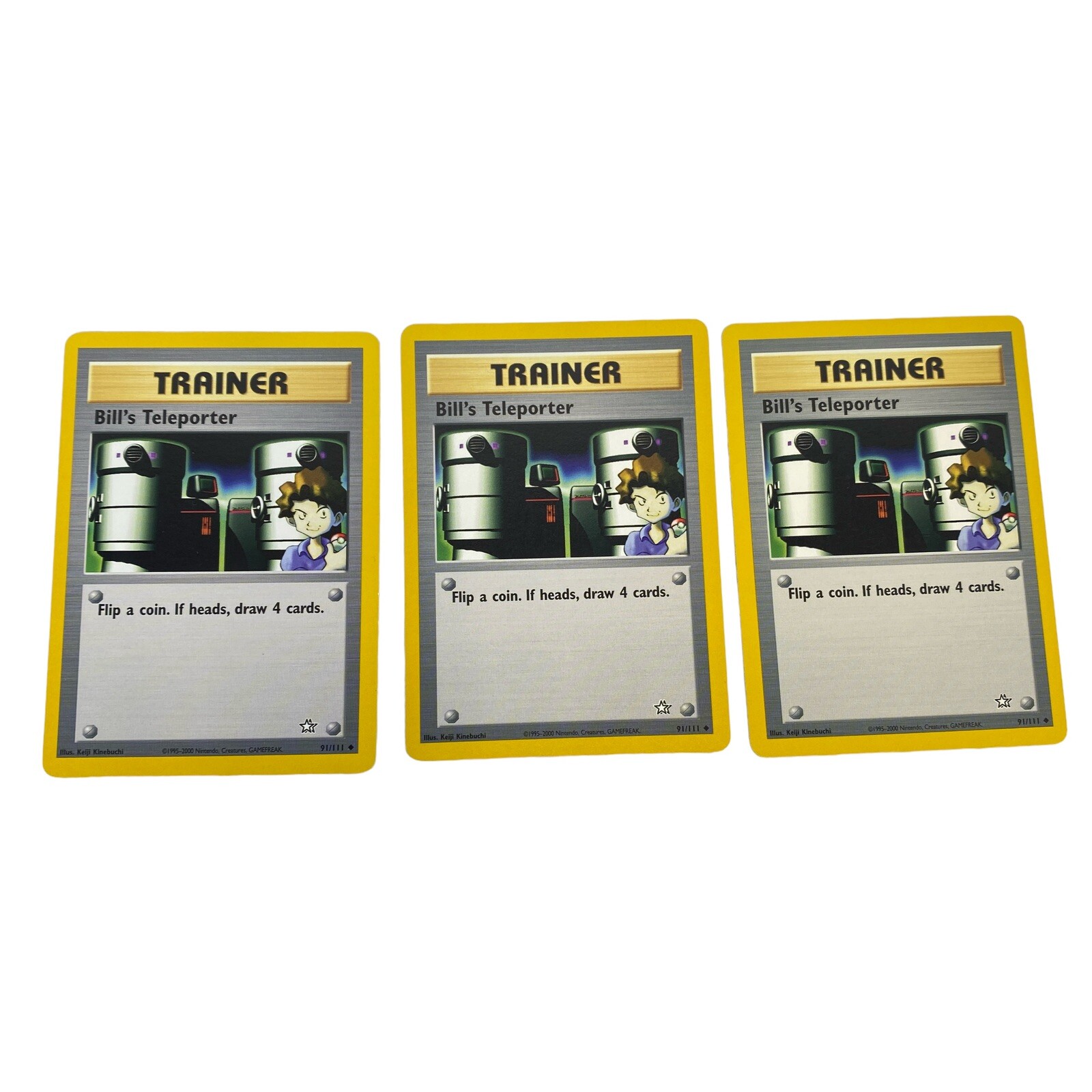 3x Trainer Bill’s Teleporter Pokemon Card 91/111