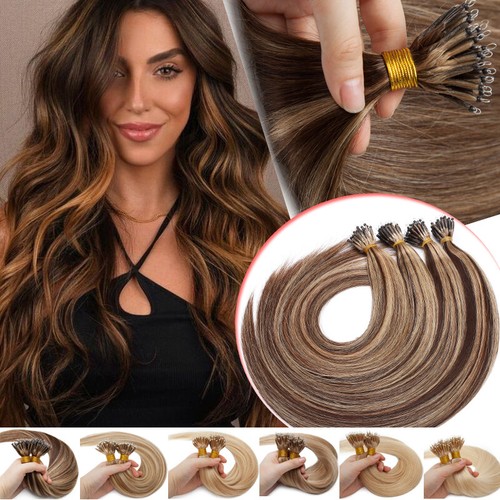 150g/100g Nano Ring Beans Tip 100% Remy Human Hair Extensions Thick ...