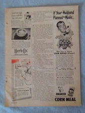 1949 Magazine Advertisement Page For Quaker Corn Meal Herb-Ox Bouillon Cubes Ad
