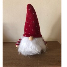 Small Red Knitted Gonk Christmas Decoration - 15cm Tall