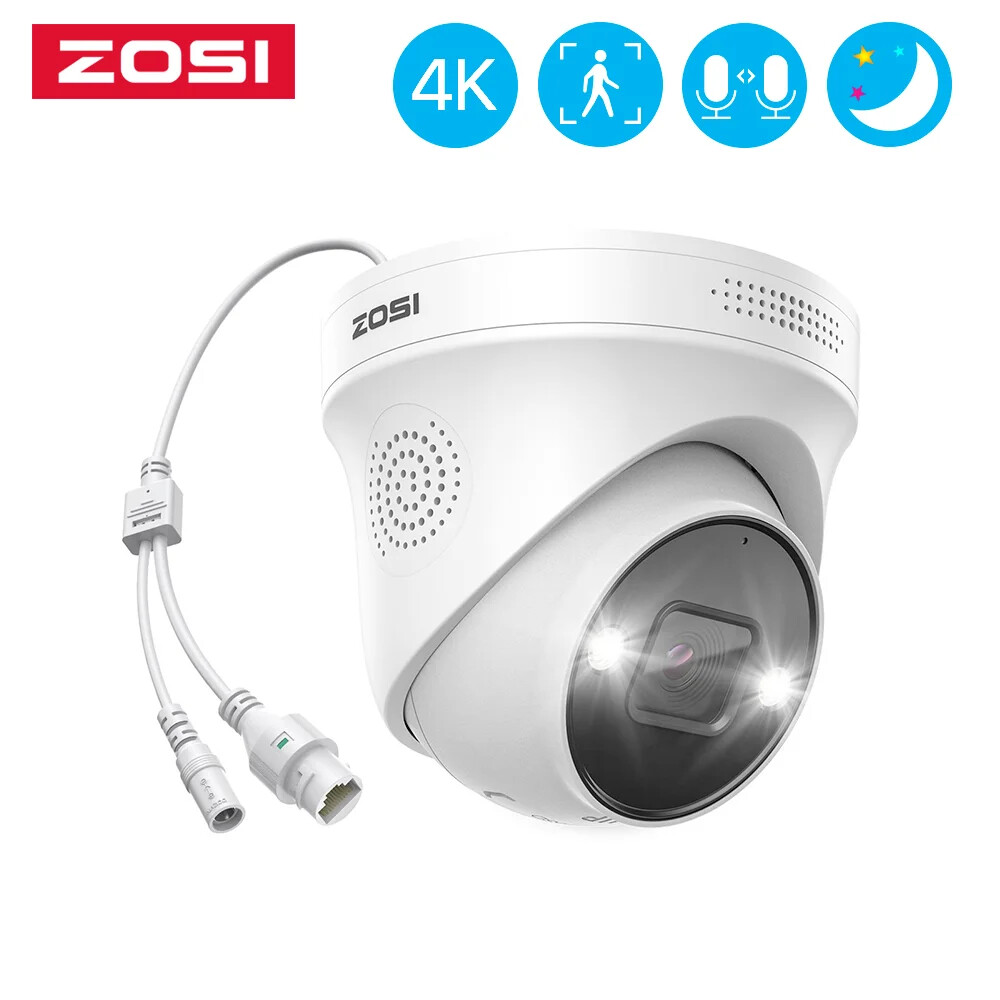 4K PoE IP Camera AI Human Detect Outdoor Security Camera H.265+ 8MP/5MP 100ft