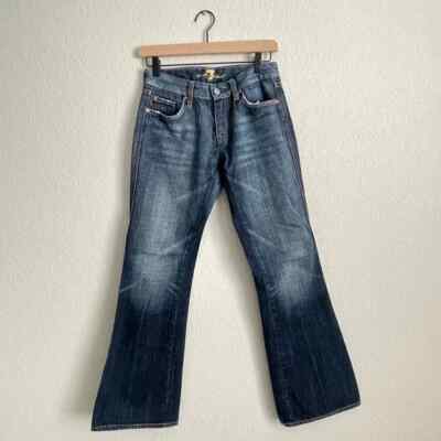7 for All Mankind Jeans Women's 27 A Pocket Flare Bottom Dark Denim y2k