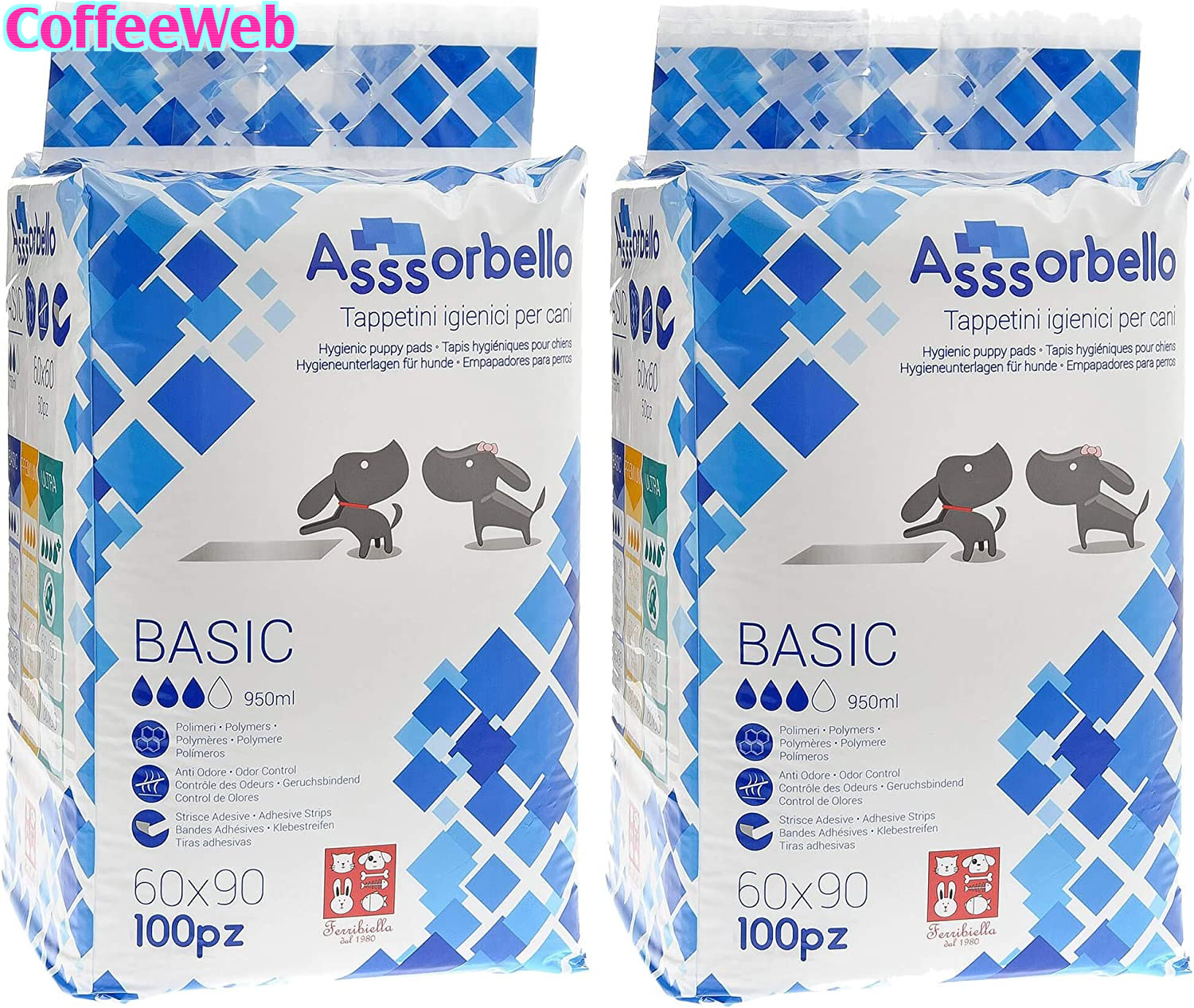 2 Confezioni Tappetini Cani 60x90 Ferribiella Assorbello | Offerta Giordanoshop