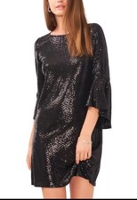 Vince Camuto Women's Dress Sz S Flounce Sleeve Dress Black