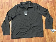 Van Heusen Gray Long Sleeve 1/4 Zip Classic Fit Easy Care Pullover Mens XL NWT