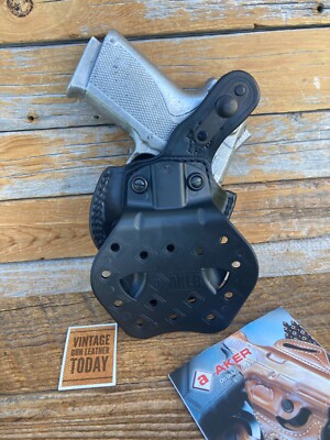 AKER Black Leather Flatsider Paddle Holster For S&W Smith Wesson