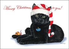 Black Cat Christmas Cards Set of 10 cards  10 envelopes