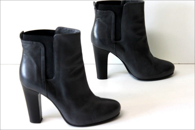 gray high heel booties
