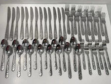 CAMBRIDGE ZEHIRA FROST SHINY VINE LEAF Lot Of Flatware 48 Silverware