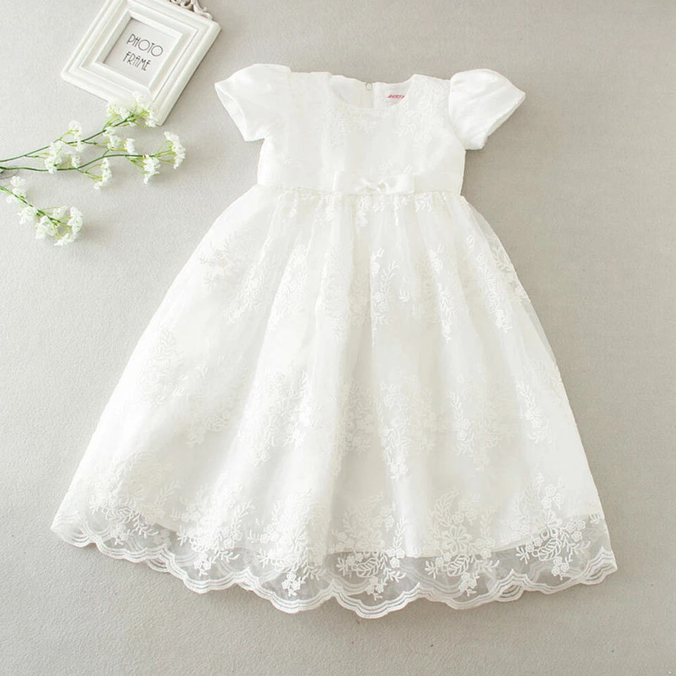 Abito Da Battesimo Tradizionale Per Bambina Nuova Con Pizzo Lungo - Immagine 4 di 4