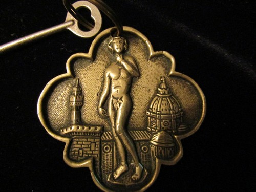 RARE HISTORICAL 1930'S ALBERGO EXCELSIOR ITALIA FIRENZE LUXURY HOTEL BRASS FOB - Bild 2 von 3