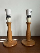 Pair Of Wooden Pine Turned Lamp Bases Candlestick Shape