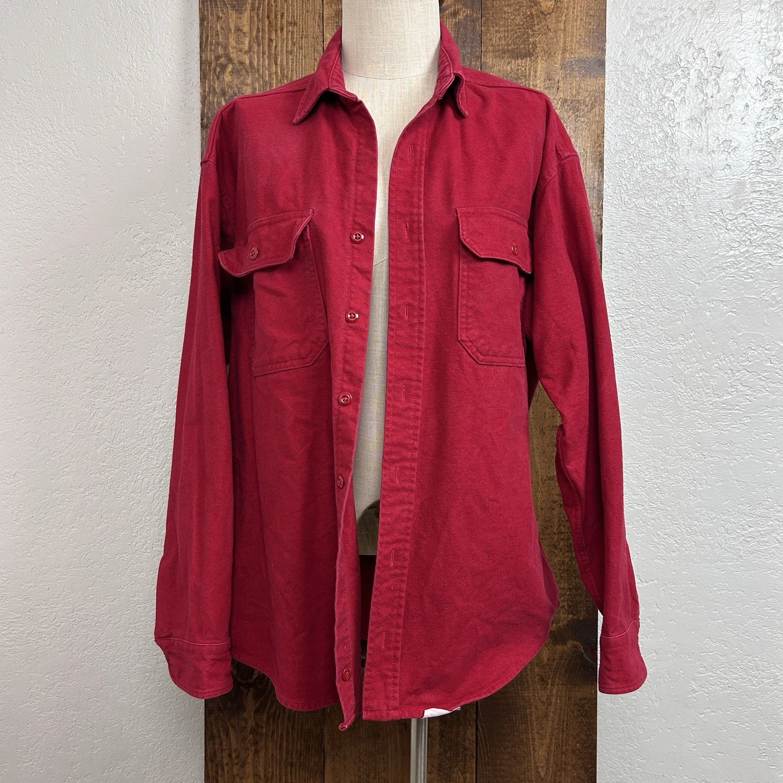 Woolrich Button Up Shirt Mens L Flannel Pocket Classic Western Outdoors Fall