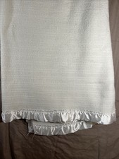 Vintage White Blanket Thermal Waffle Weave with White Satin Trim 82 X 64