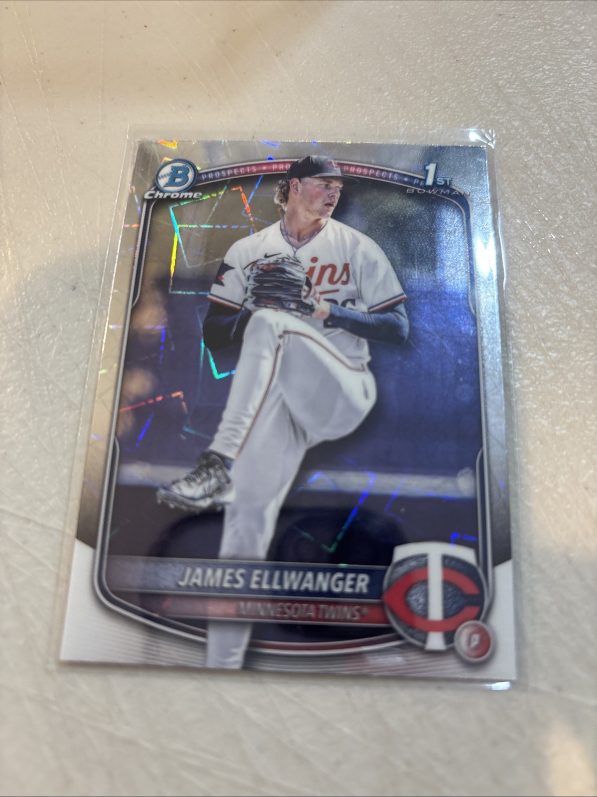 2025 1st Bowman Draft Chrome Laser Lazer Refractor - #164 James Ellwanger Twins
