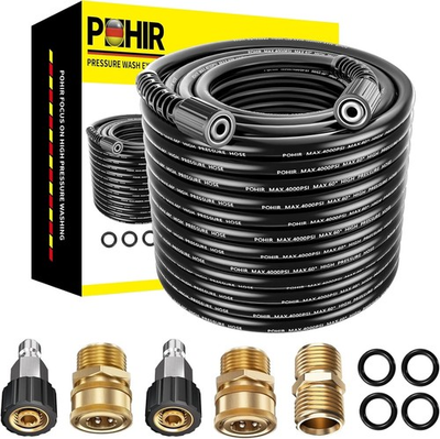 #ad 100ft x 3 8quot; High Pressure Washer Hose 4000 PSI Gray With Couplers $85.48