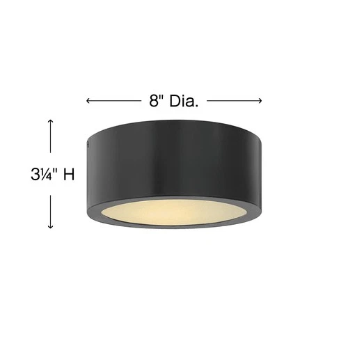 Hinkley Lighting 1665 Luna 8"W Integrated LED Outdoor Flush Mount - Black - Picture 3 of 4