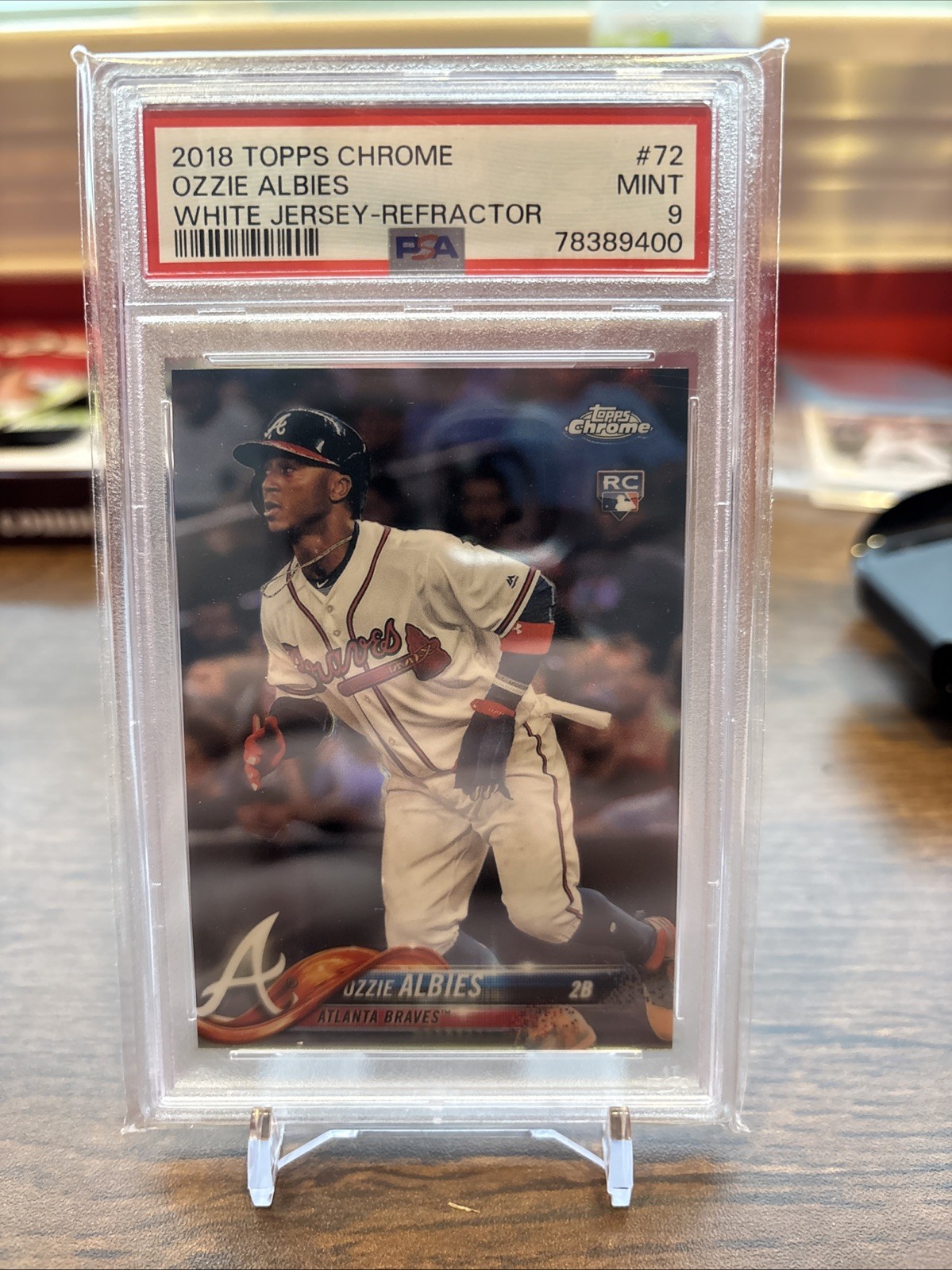 2018 Topps Chrome - Ozzie Albies #72 Refractor (RC) PSA 9