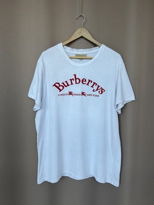 Burberry Archive Logo Cotton T-Shirt Man Size XL/XXL White Spellout Short Sleeve