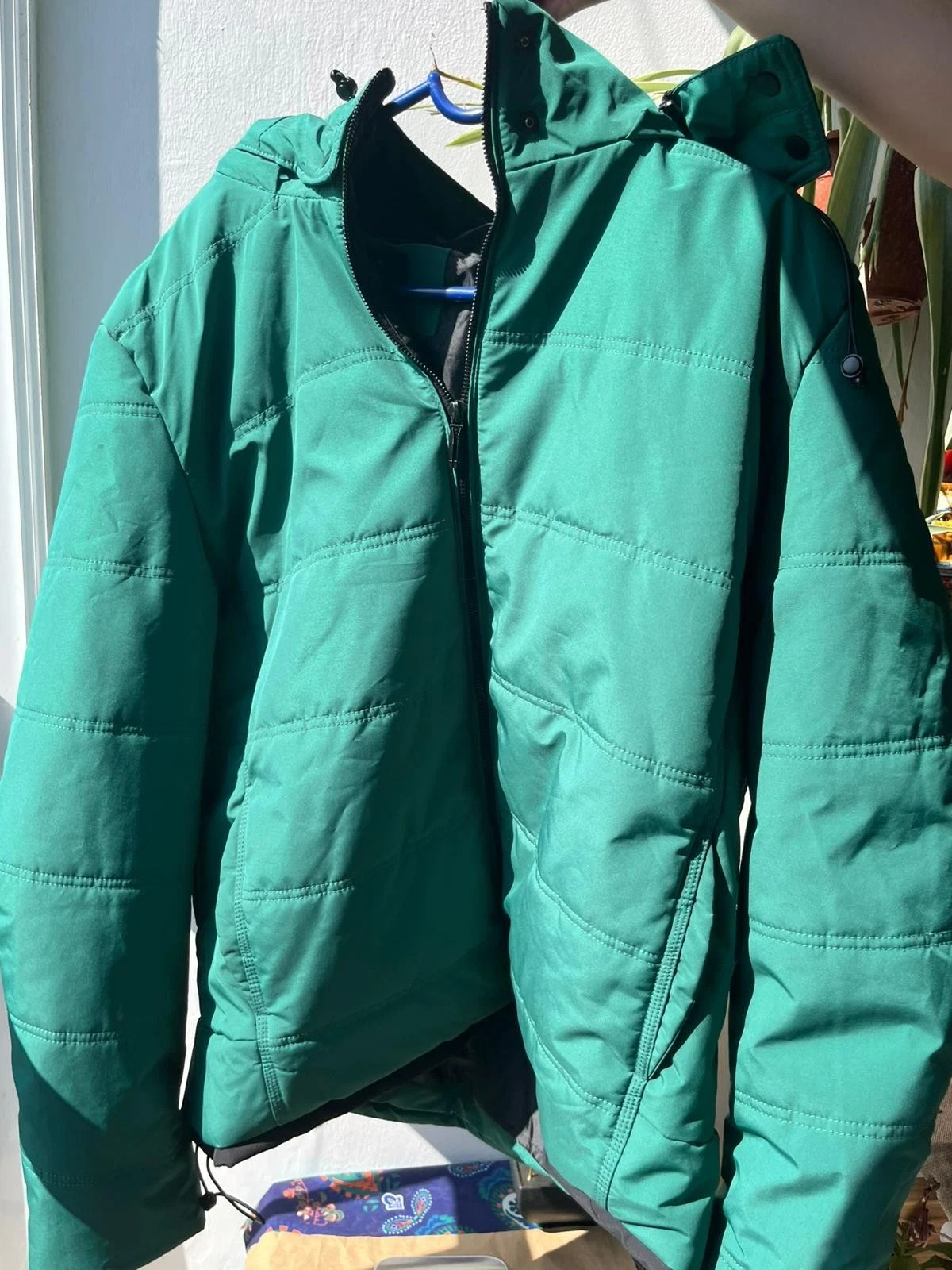 Castro XXL Green Puffer Jacket Hooded Winter Coat Men’s Zip Up Removable Hood