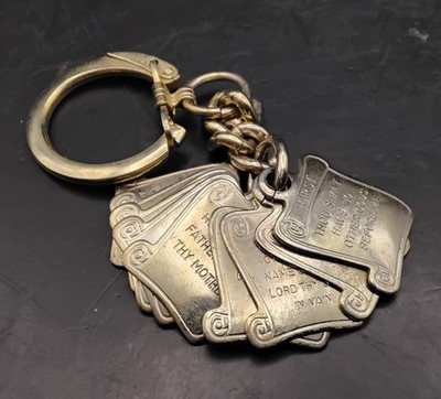 (Box8) Vintage Ten Commandments Keychain Scrolls