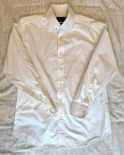 David Donahue White Shirt 16 32 33 Trim Fit - Two Button Barrel Cuff - New