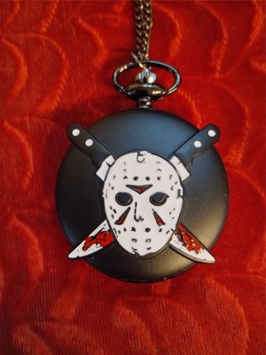 RARE JASON VOORHEES POCKET WATCH - METAL - FRIDAY the 13th HALLOWEEN HORROR