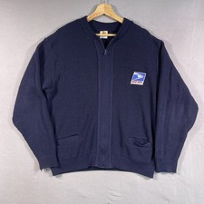 Vintage USPS Full Zip Cardigan Sweater Adult XL Acrylic Navy Blue Postal Service