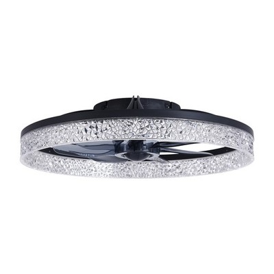 LETRY Black Dimmable LED Flush Mount Ceiling Fan Light with Remote Control 13in