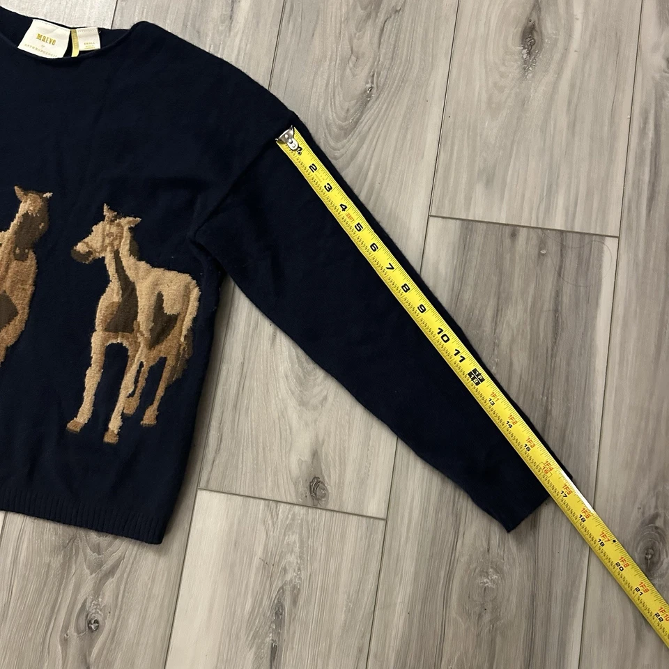 Suéter Anthropologie Cachemira Intarsia Caballo Maeve Western Azul Marino Talla Pequeña Foto 4 de 4