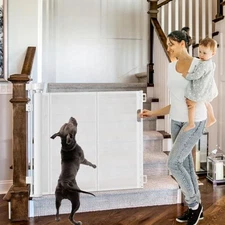 CHEEGLU RETRACTABLE BABY GATE FOR STAIRS 55 INCH DOG GATE FOR STAIR C-33 - WHITE