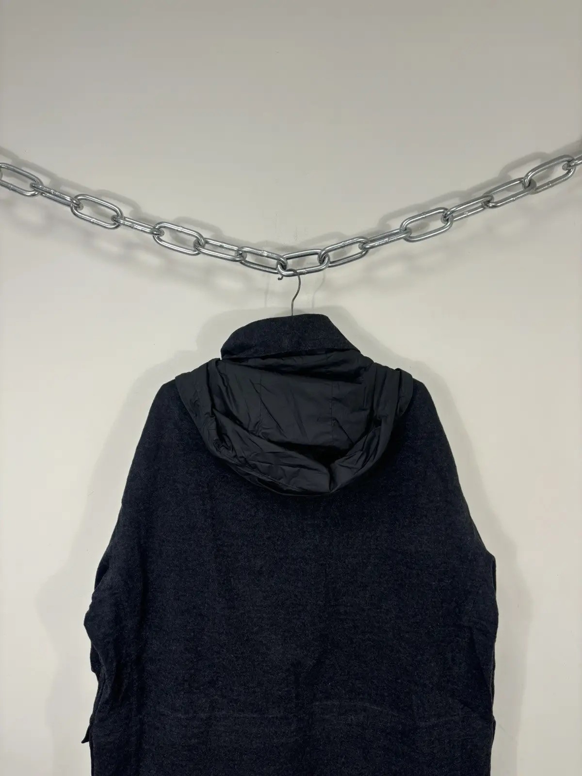 Victorinox Swiss Men’s Multipocket Tech Gray Wool Hooded Coat XL