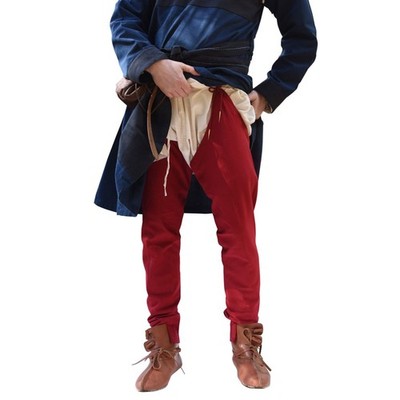 Mittelalter-Beinlinge mit Nestelbändern aus Baumwolle, rot Larphose Beinlinge