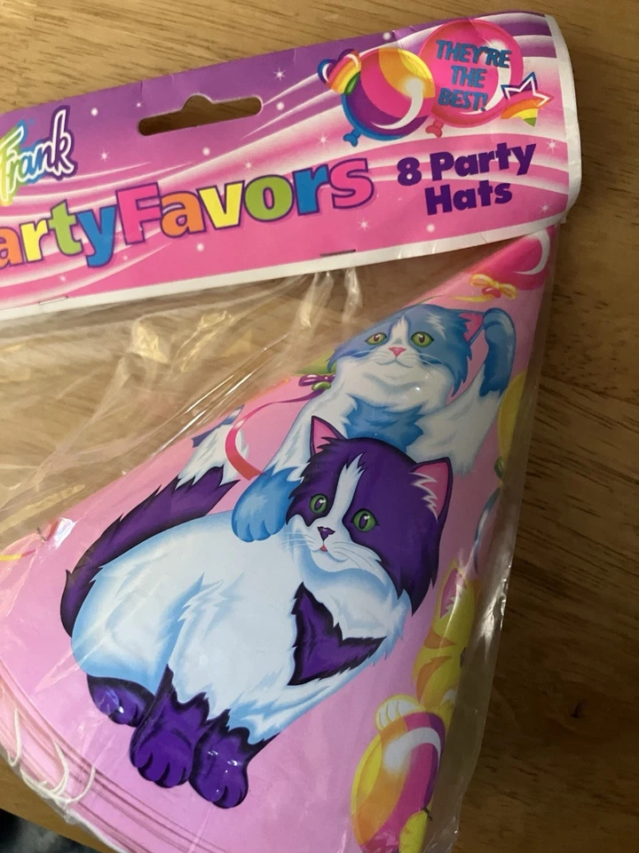 De Colección Lisa Frank 8 Ct Fiesta de Cumpleaños Sombreros Gatitos Gatos Amor Sellado Foto 3 de 4